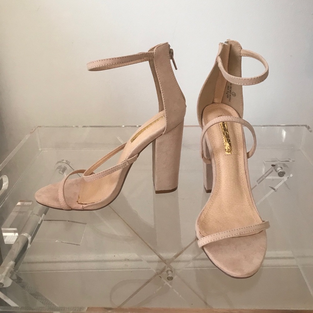Ivory Suede Strappy Heels - NEVER BEEN WORN!